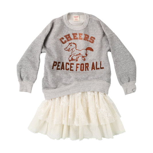 女童灰色印花棉连衣裙