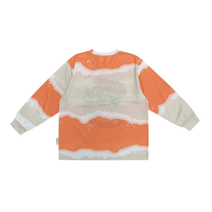 儿童橙色印花扎染T恤