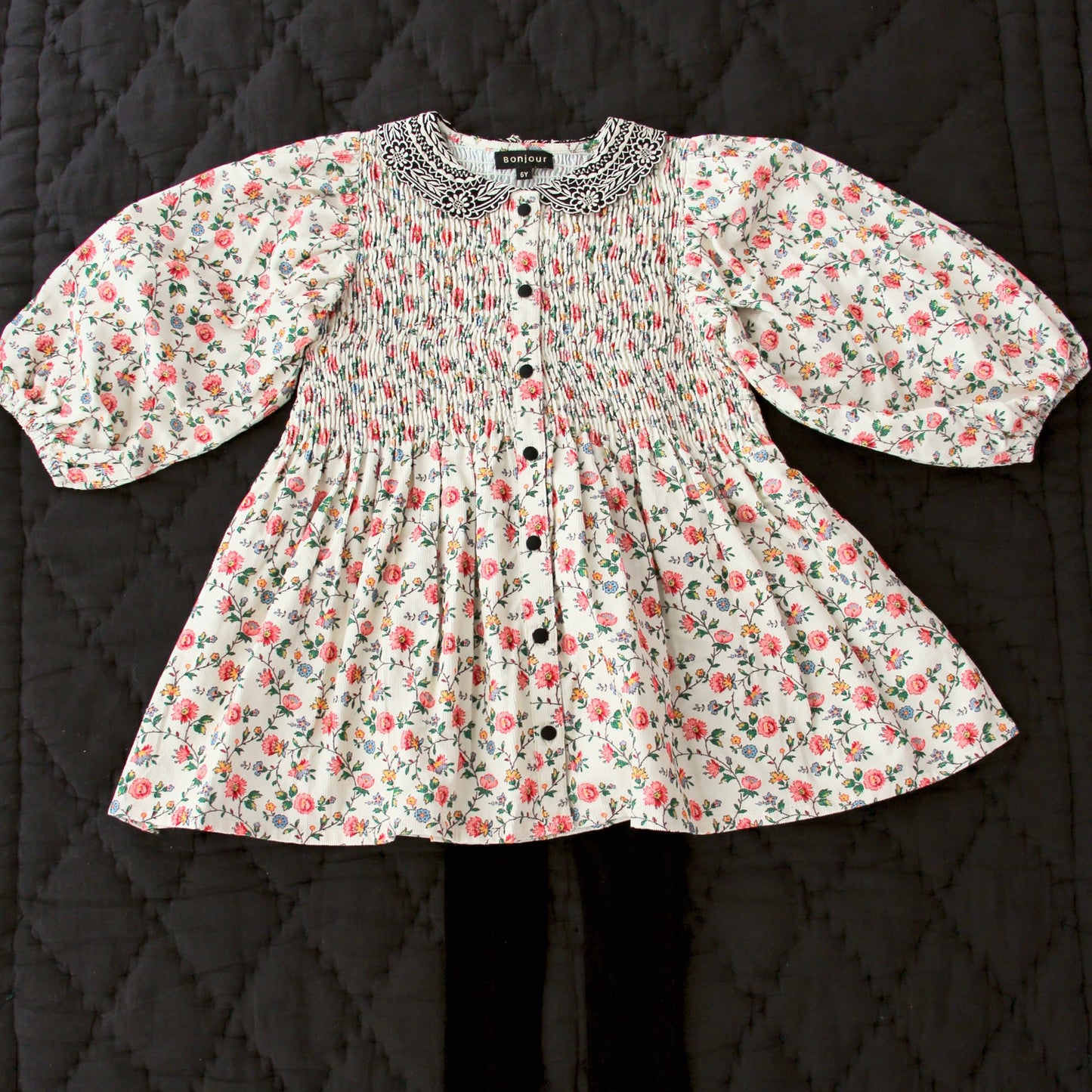 女童象牙白碎花灯芯绒上衣