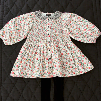 女童象牙白碎花灯芯绒上衣