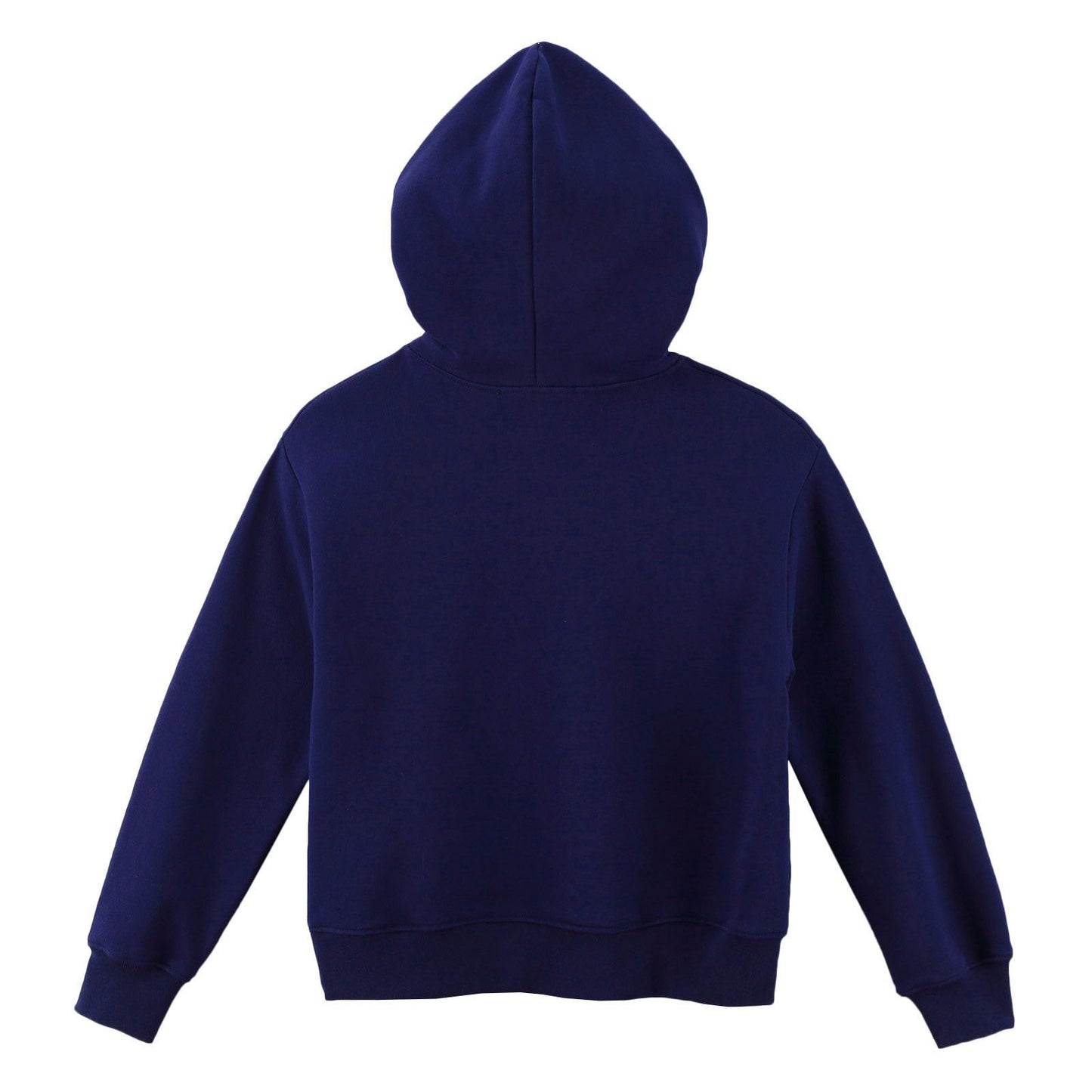 Girls Blue Cotton Hooded Sweatshirt With Brand Logo