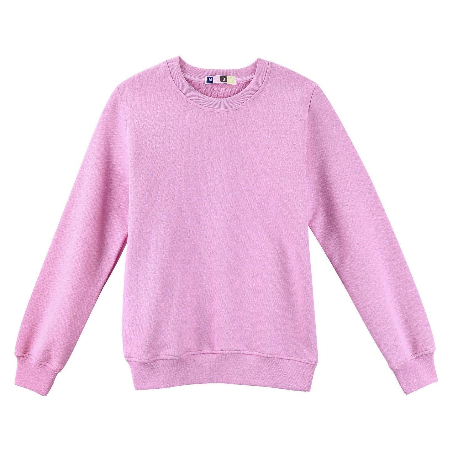 Girls Pink Cotton Sweatshirt With Ribbed Cuffs