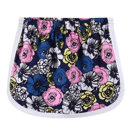 Girls  Multicolor Flower Printed Crepe Skirt