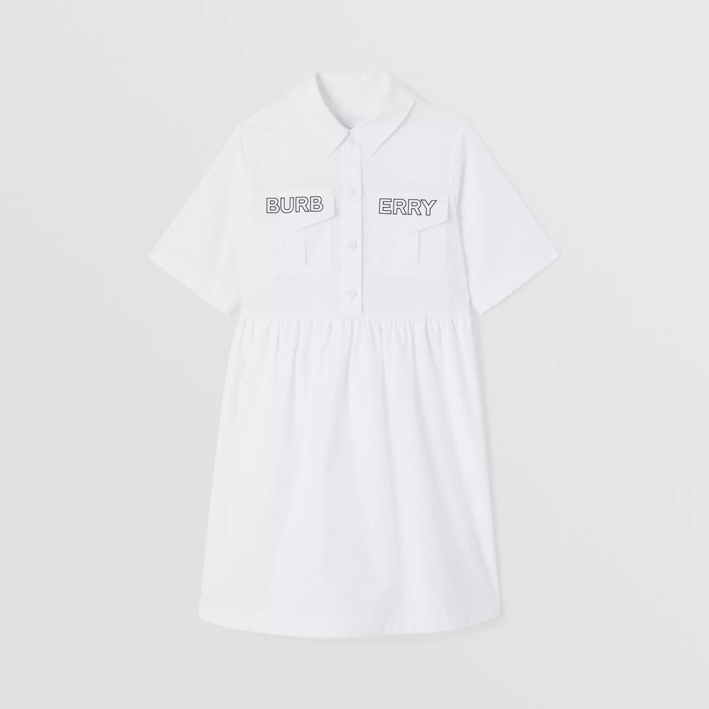 女童白色Logo棉连衣裙
