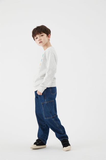 儿童灰色印花套头卫衣