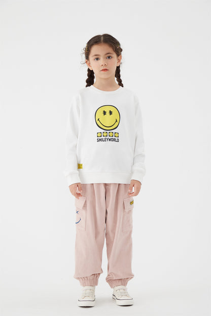 儿童粉色灯芯绒长裤