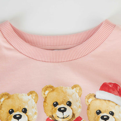 女童粉色印花棉T恤