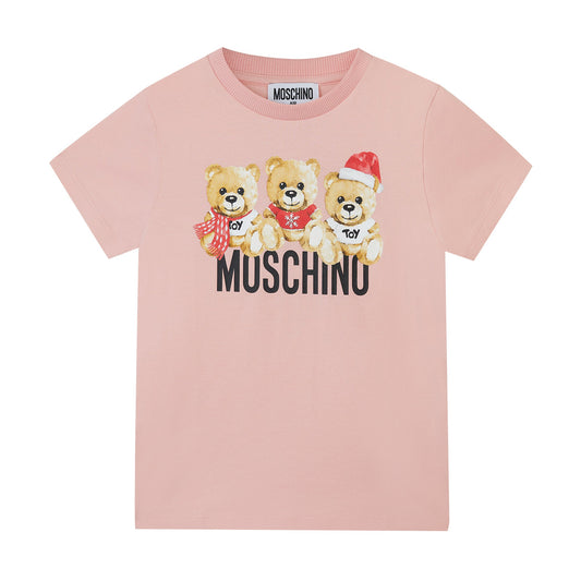 女童粉色印花棉T恤