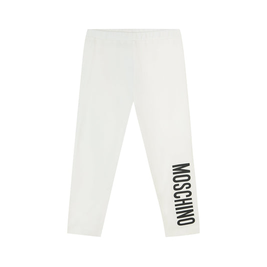 女婴白色Logo棉打底裤