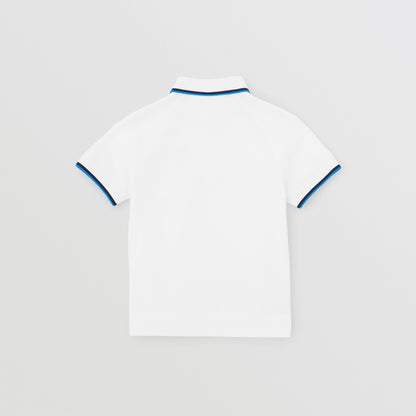 男童白色Logo棉Polo衫