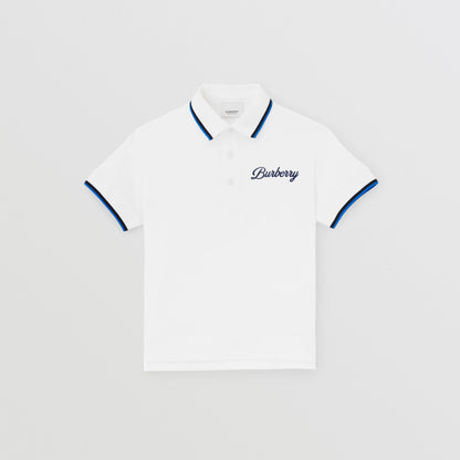 男童白色Logo棉Polo衫