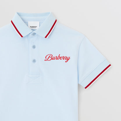 男童浅蓝色Logo棉Polo衫