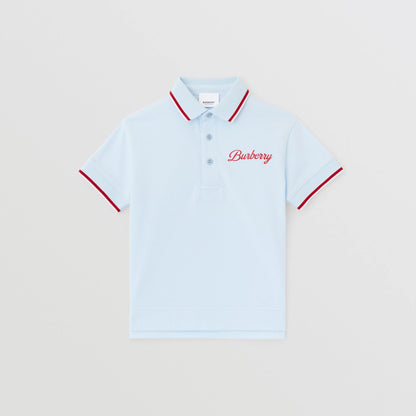 男童浅蓝色Logo棉Polo衫