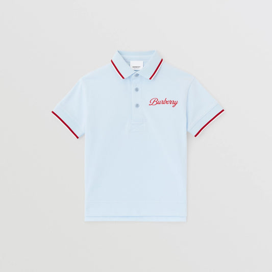 男童浅蓝色Logo棉Polo衫