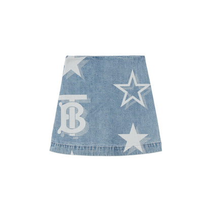 女童浅蓝色Logo牛仔短裙