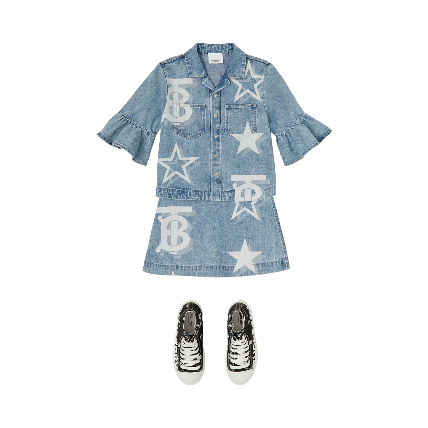 女童浅蓝色Logo牛仔短裙