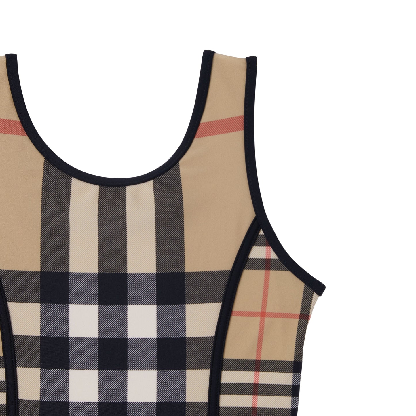 女童米色格子泳衣