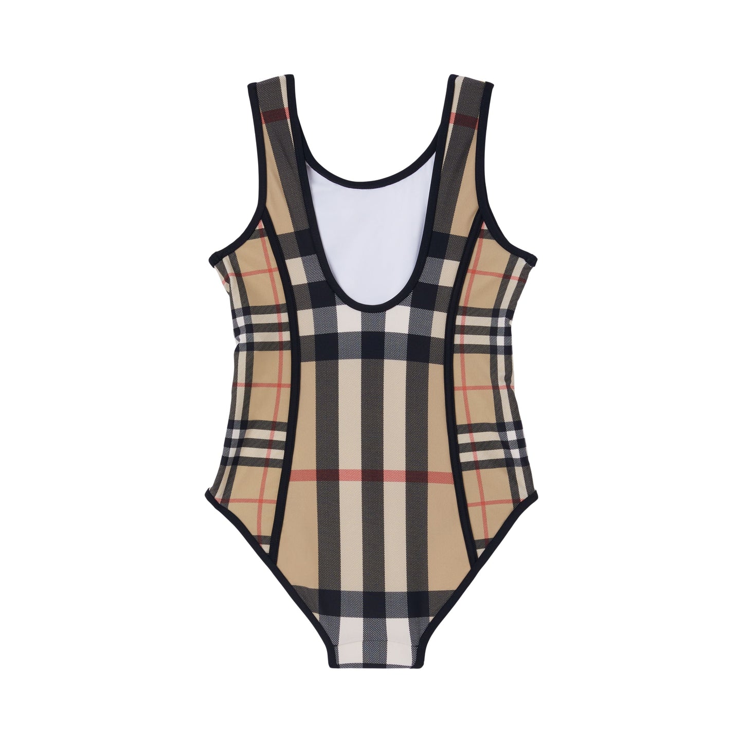 女童米色格子泳衣