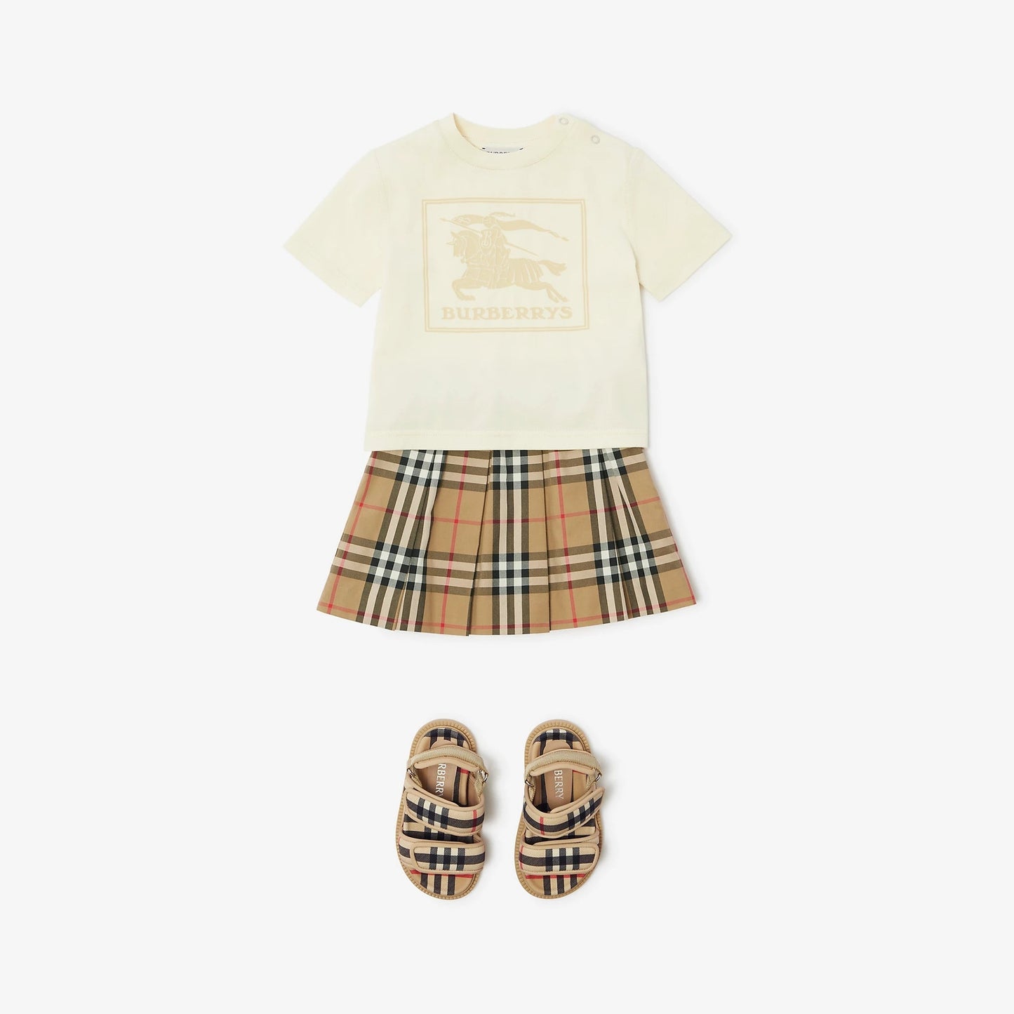 婴儿奶油白印花棉T恤