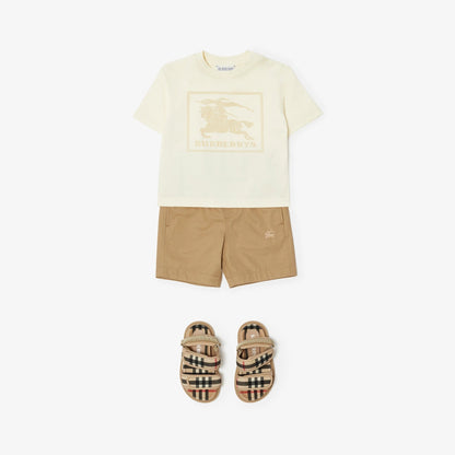 婴儿奶油白印花棉T恤