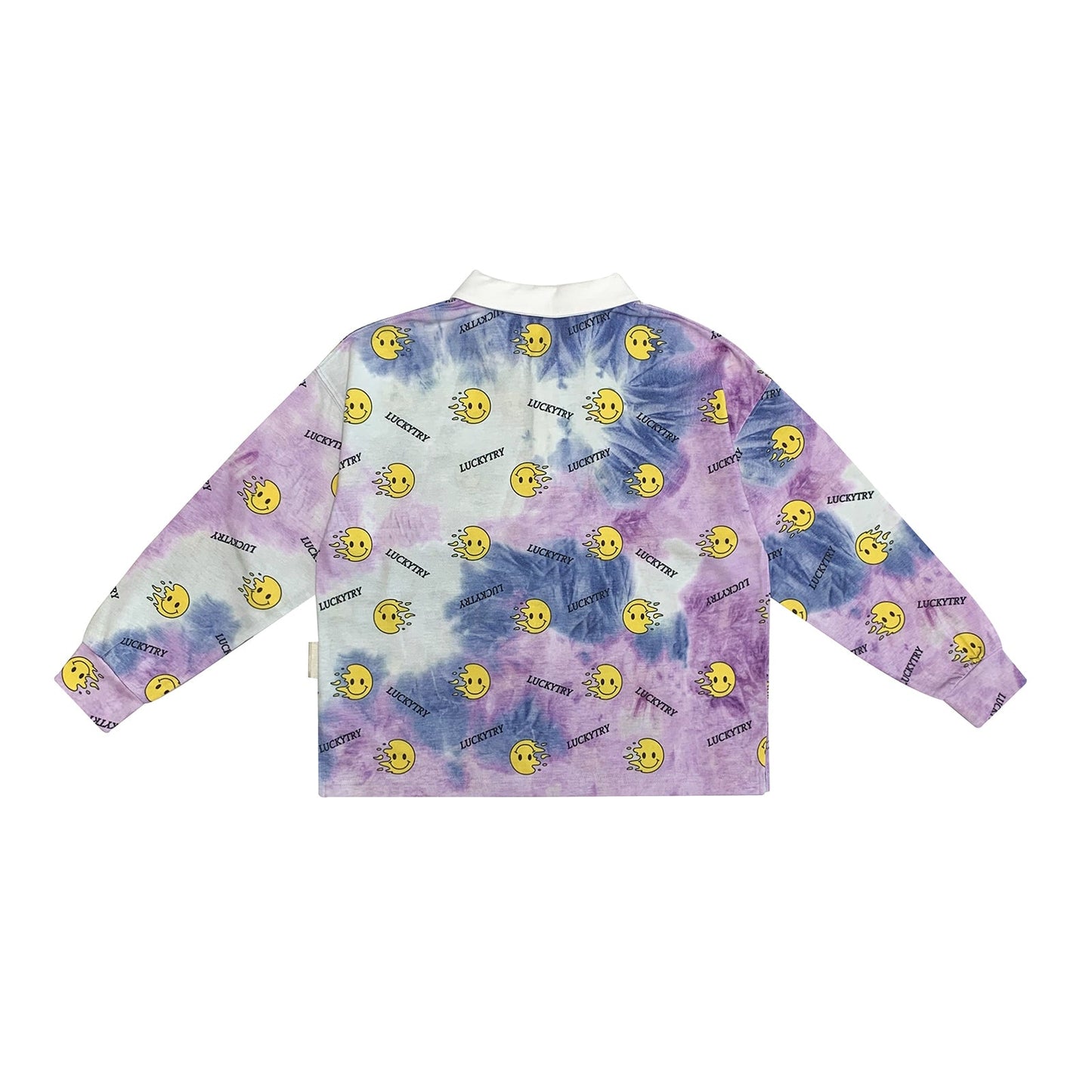 儿童紫色笑脸扎染T恤