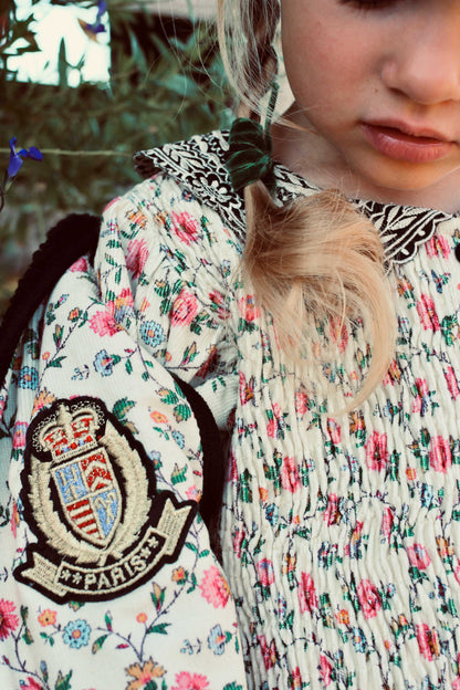 女童象牙白碎花灯芯绒上衣