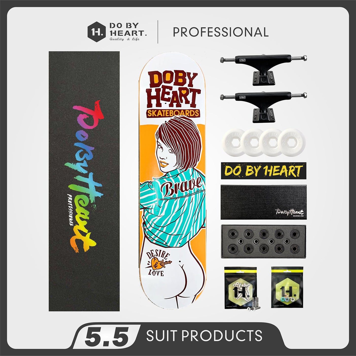 DBH 5.5 短发妞滑板套装