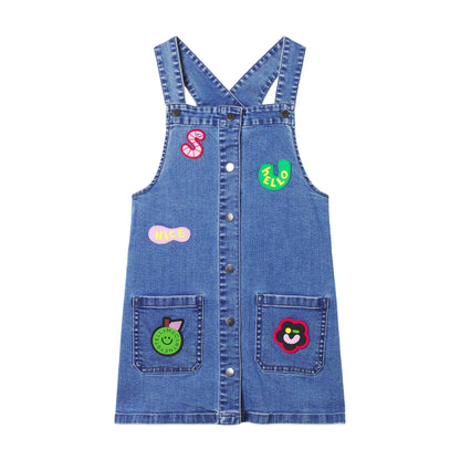 女童蓝色牛仔刺绣连衣裙