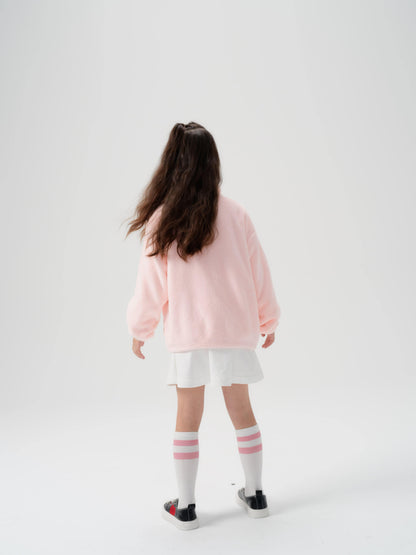 女童粉色羊羔绒夹克