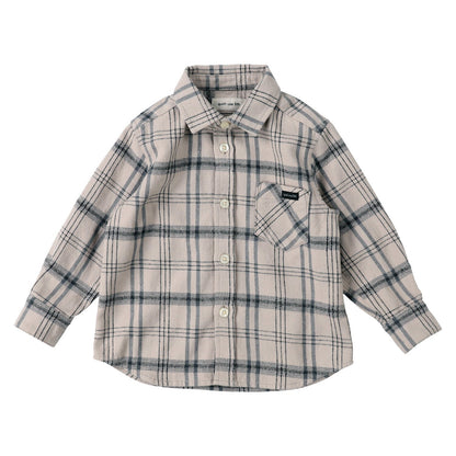 儿童白色格子棉衬衫