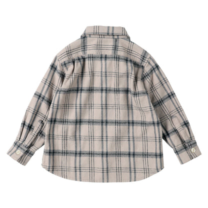 儿童白色格子棉衬衫