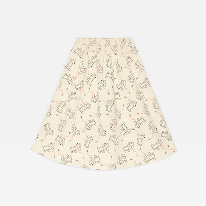 女童白色印花棉短裙