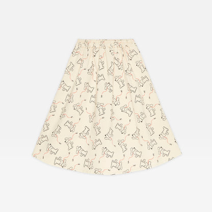 女童白色印花棉短裙