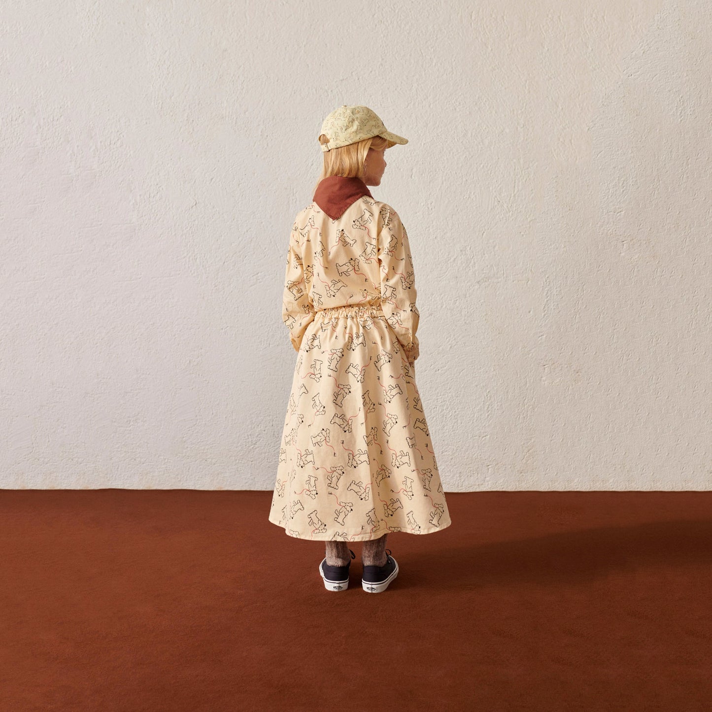 女童白色印花棉短裙