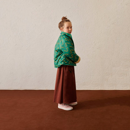 女童棕色Logo棉短裙