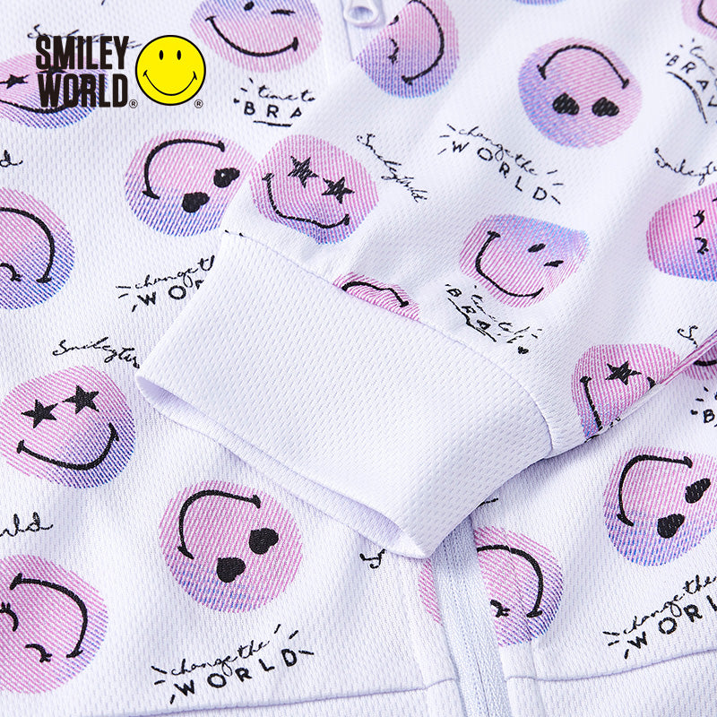 儿童白色连帽拉链外套