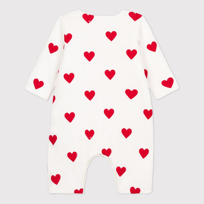 女婴白色心形棉连体衣
