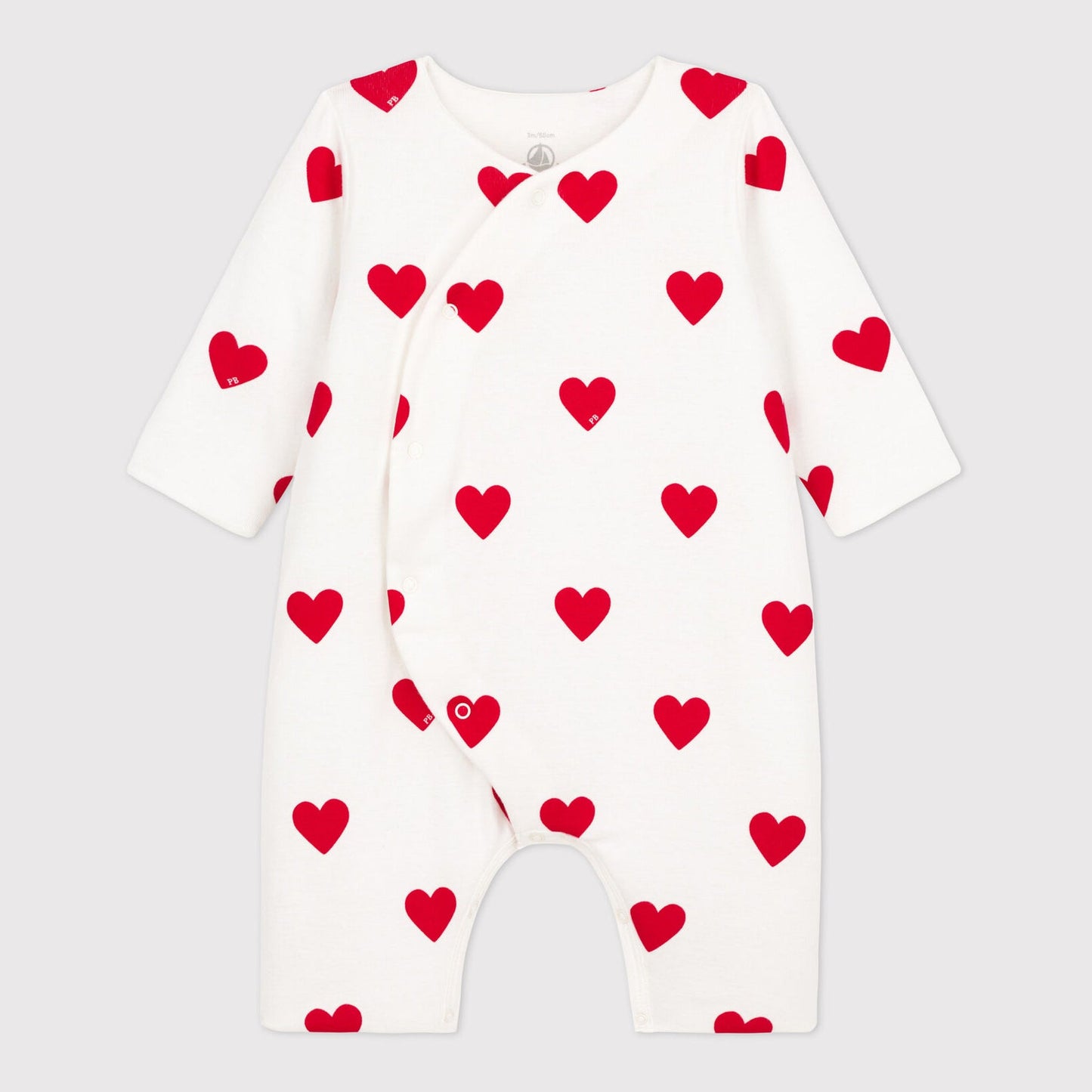 女婴白色心形棉连体衣