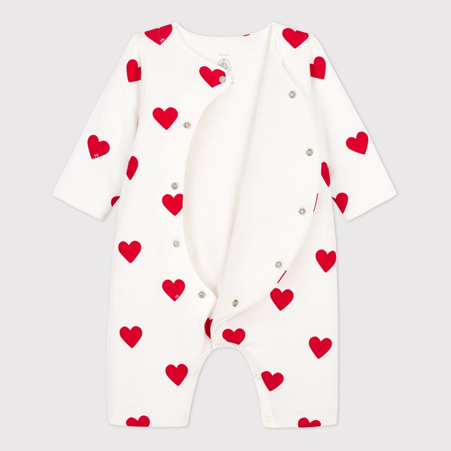 女婴白色心形棉连体衣