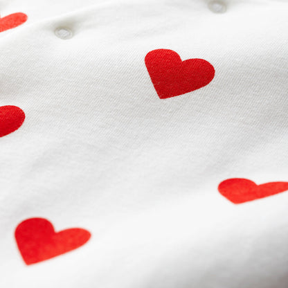 女婴白色心形棉连体衣