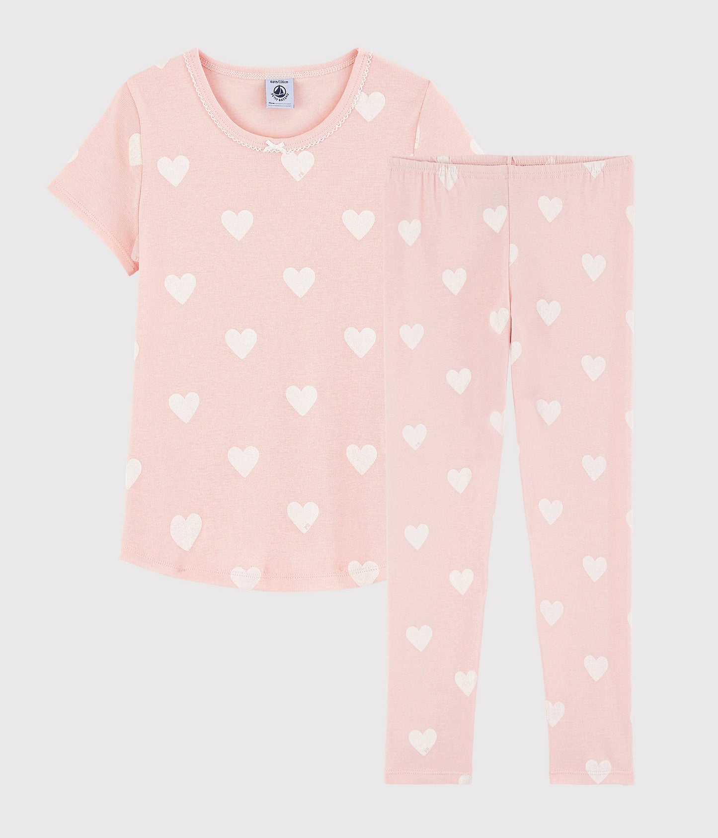 Girls Pink Heart Cotton Nightwear Set