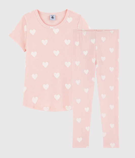 Girls Pink Heart Cotton Nightwear Set