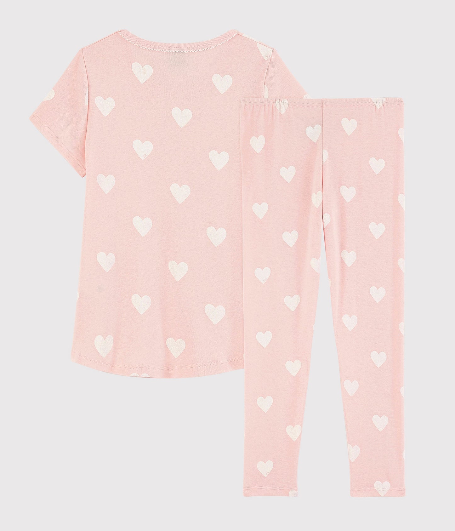 Girls Pink Heart Cotton Nightwear Set