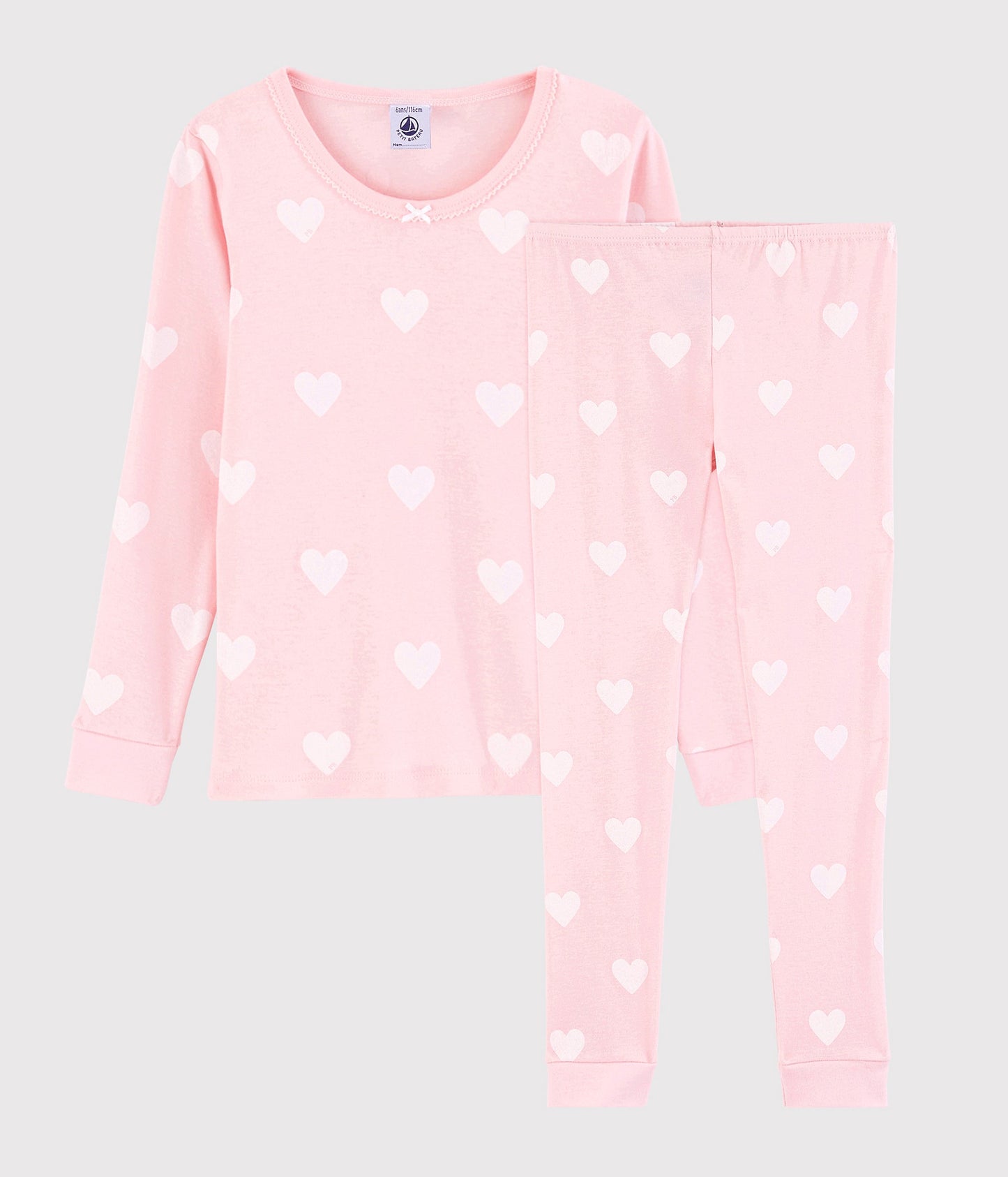Girls Pink Heart Cotton Nightwear Set