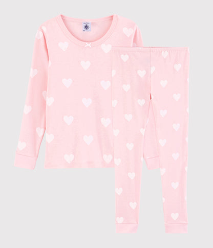 Girls Pink Heart Cotton Nightwear Set