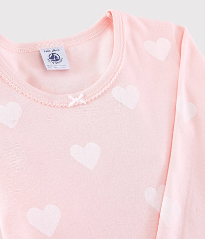 Girls Pink Heart Cotton Nightwear Set