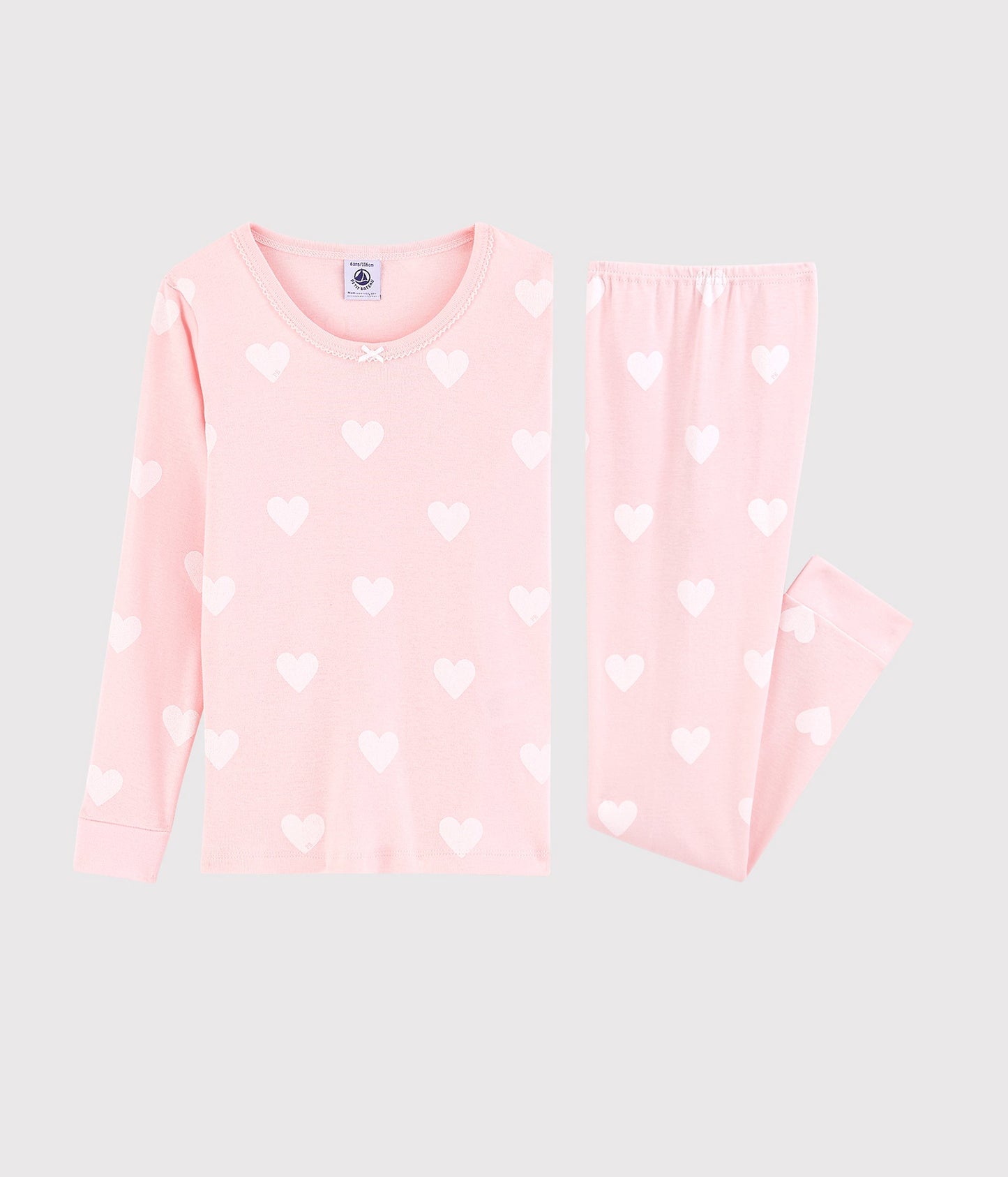 Girls Pink Heart Cotton Nightwear Set