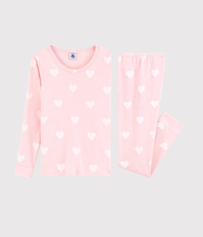 Girls Pink Heart Cotton Nightwear Set