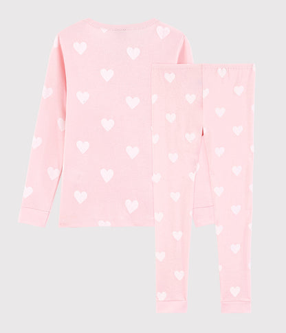 Girls Pink Heart Cotton Nightwear Set