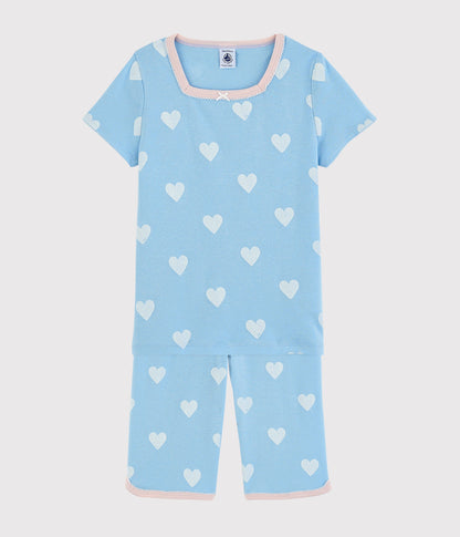 Girls Blue Heart Cotton Nightwear